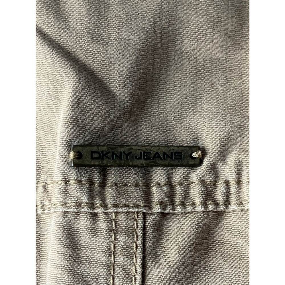 DKNY Jeans Utility Jacket Tan Cotton Military Style Button Front Women XL - Picture 5 of 8